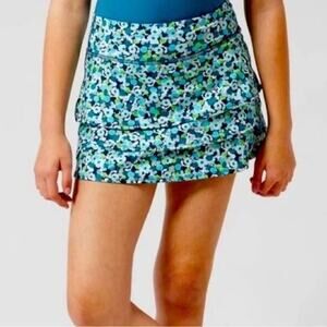 Athleta Girl Swing Skort Green Floral Printed Elastic Waist Pocket Girl Large 12